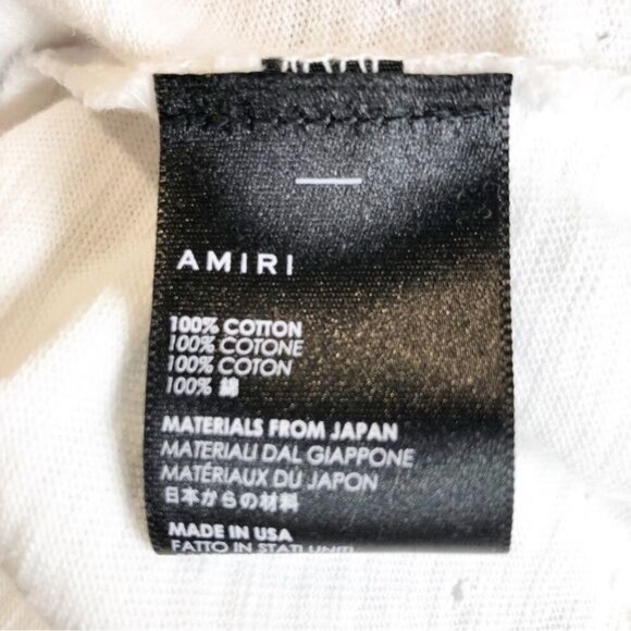 Amiri slash tee  cropped white distressed tee shirt - Picture 10 of 13